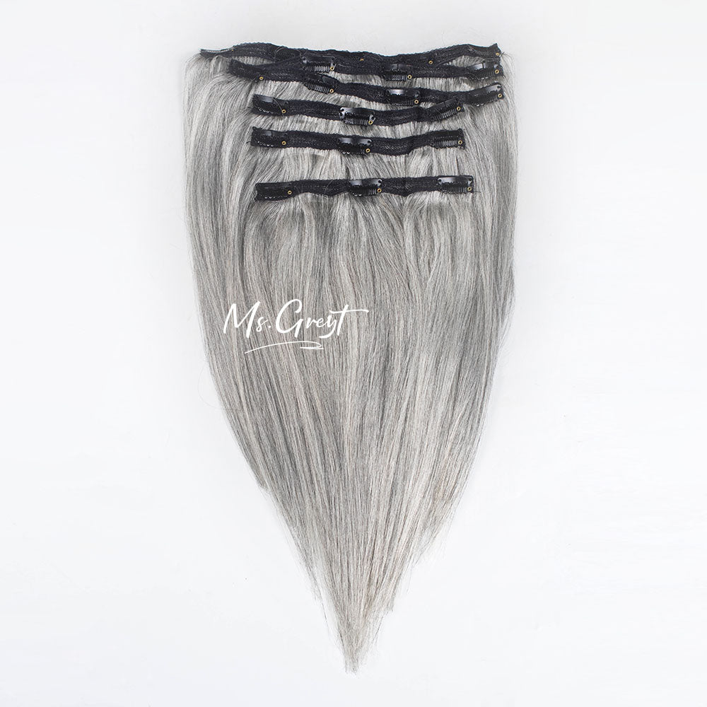 #Silver Human Hair Silky Clip Ins Hair Extensions™️-GCCI08