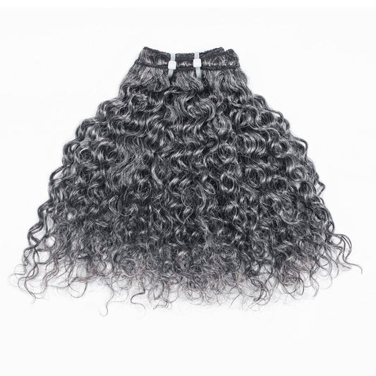 #44 Gray Burmese Curly Human Hair Clip Ins Hair Extensions™️-GCCI004