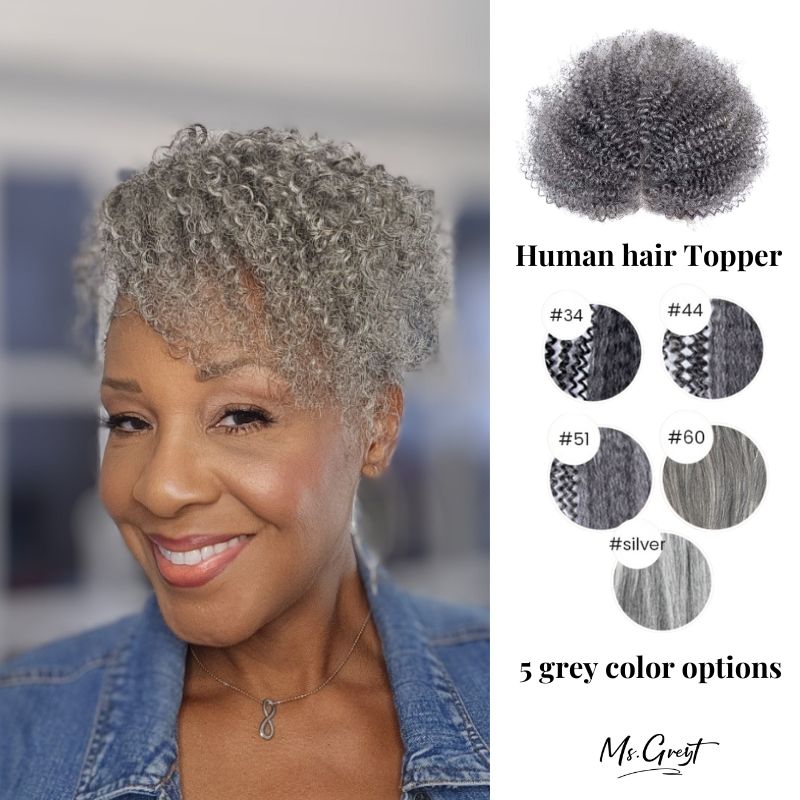 Mohawk Topper Grey Human Hair Topper™️-GTOP001 – msgreyt
