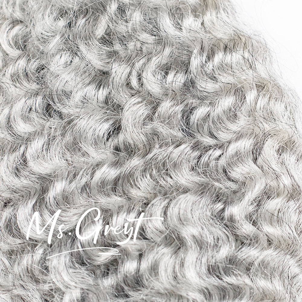 #Silver Burmese Curly Human Hair Bundle Hair Extensions™️-GHB002