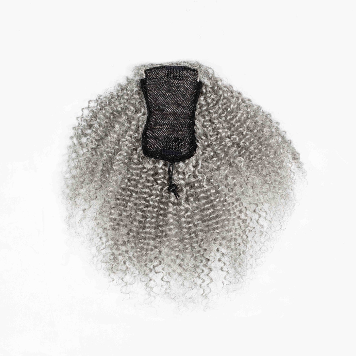 #Silver Curly Human Hair Drawstring Ponytail™️-GPONT002