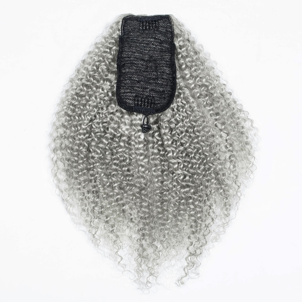 #Silver Coily Human Hair Drawstring Ponytail™️-GPONT001