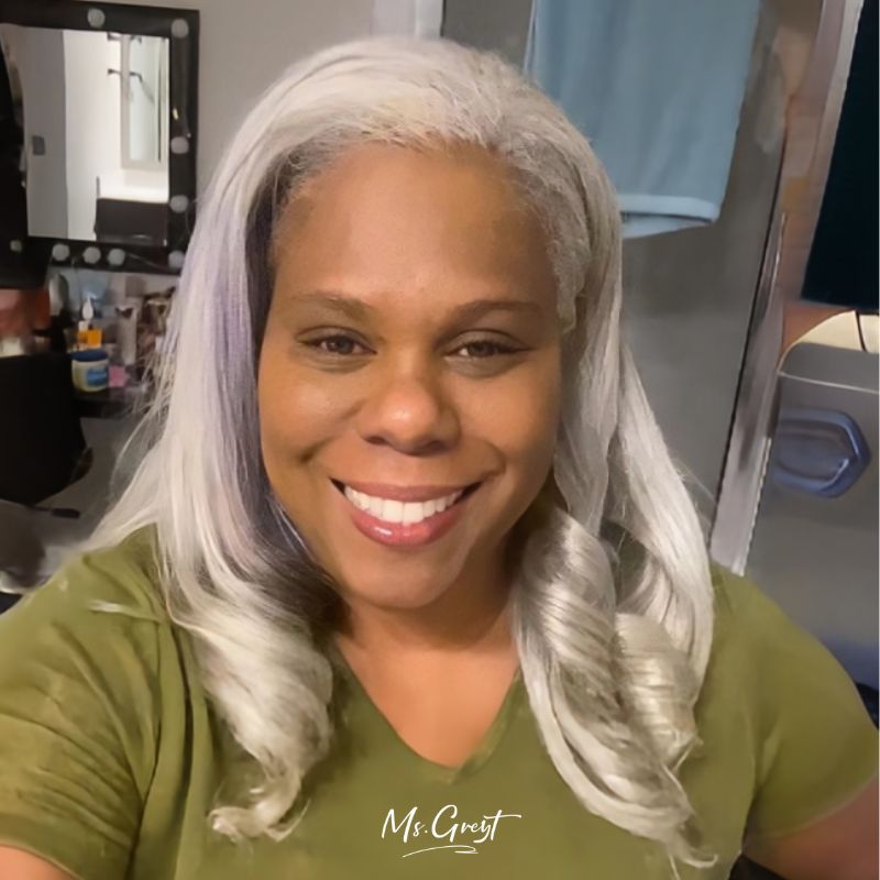 #Silver Yaki Human Hair 3 In 1 Half Wig™️-GHAW023