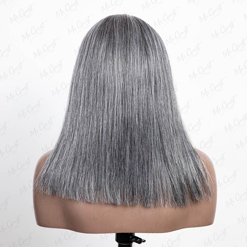 #51 Grey Silky Human Hair Headband Wig™️- GHBW005