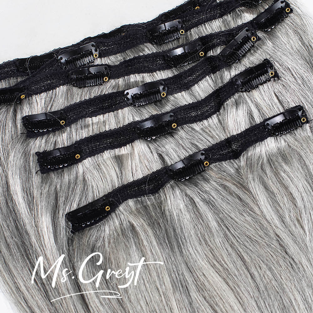 #Silver Human Hair Silky Clip Ins Hair Extensions™️-GCCI08