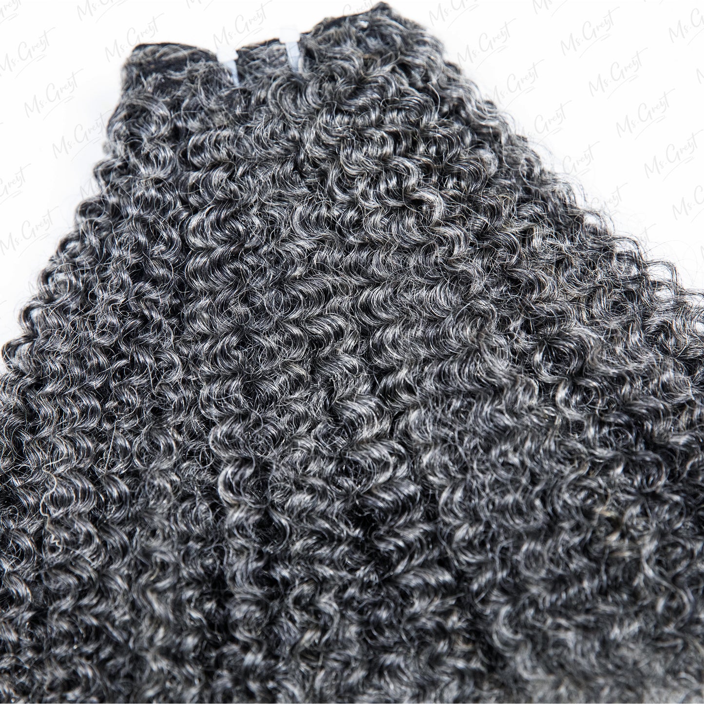 #34 Salt and Pepper Curly Human Hair Clip Ins Hair Extensions™️-GCCI003