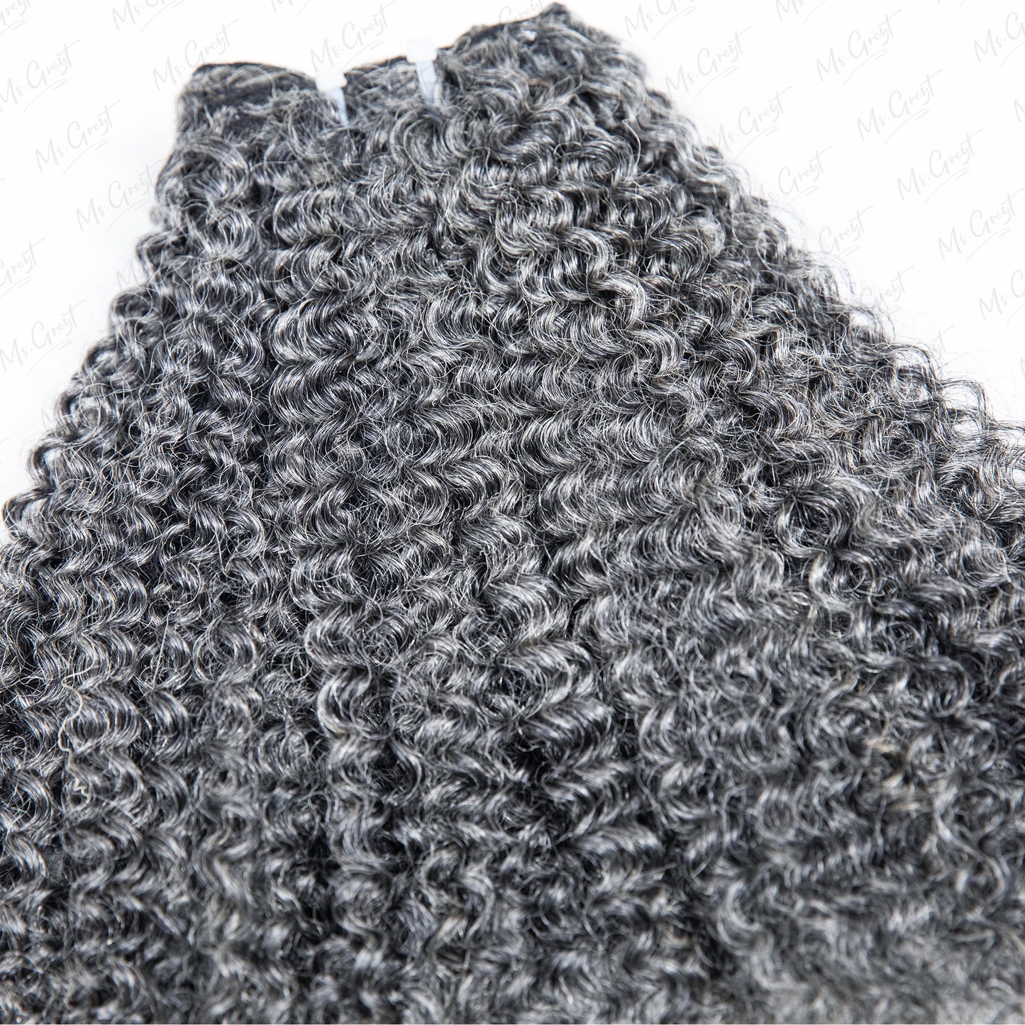 #44 Gray Curly Human Hair Clip Ins Hair Extensions™️-GCCI003