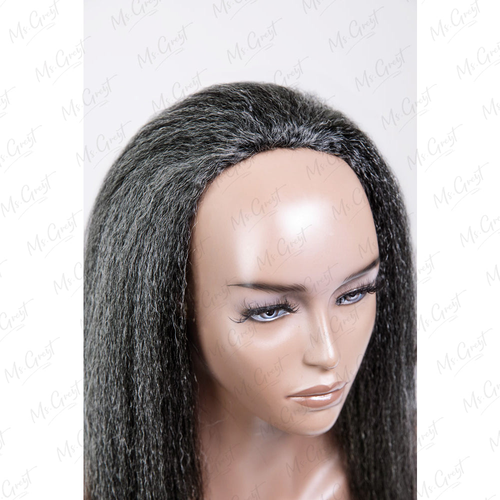 34 Kinky Blow Out Human Hair Half 3 In 1 Wig GHAW06