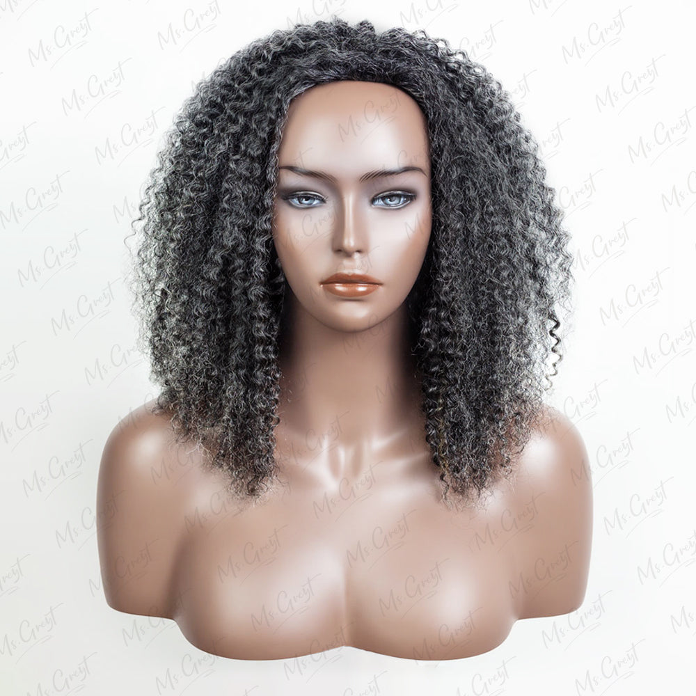 34 Curly Human Hair 3 In 1 Half Wig GHAW07