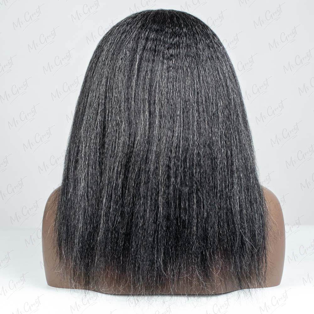 #34 Salt and Pepper Kinky Blow Out Human Hair Headband Wig™️- GHBW009