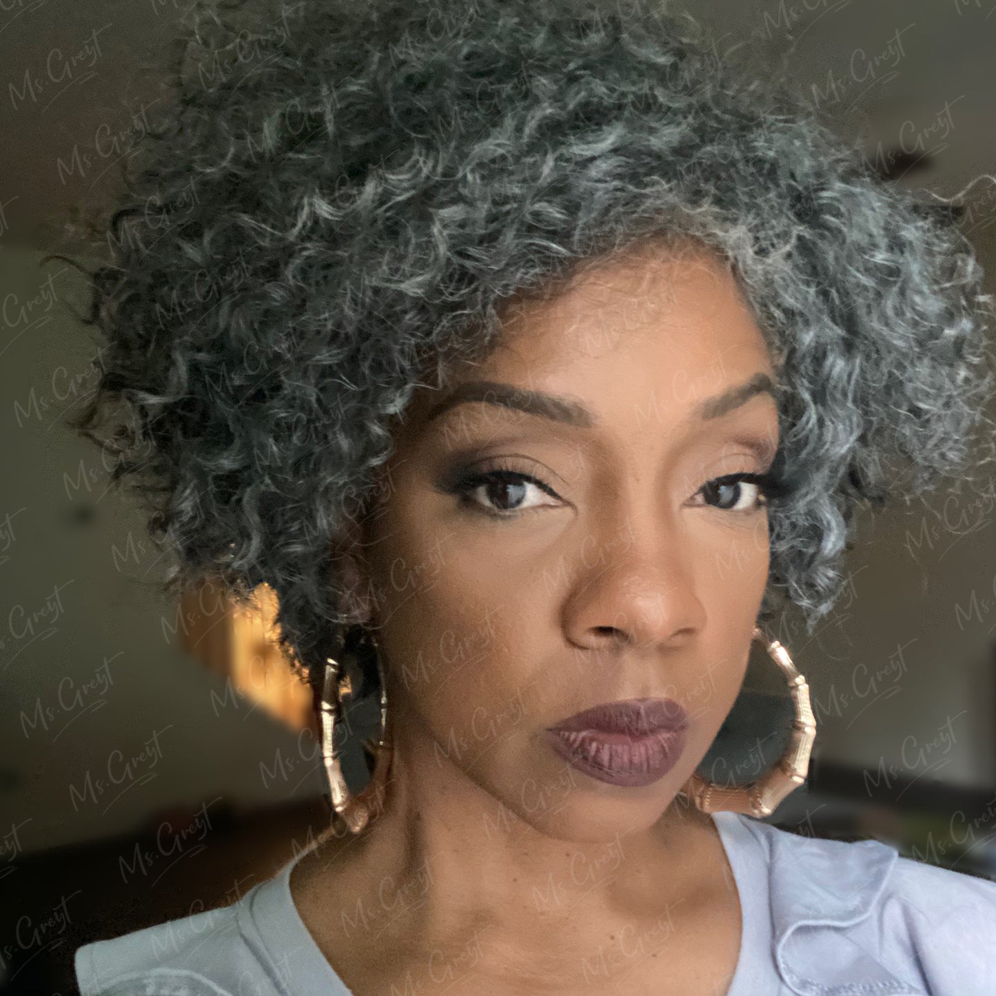 Short Side Part Grey Human Hair Curly Lace Front Wig™️—GLFW008S