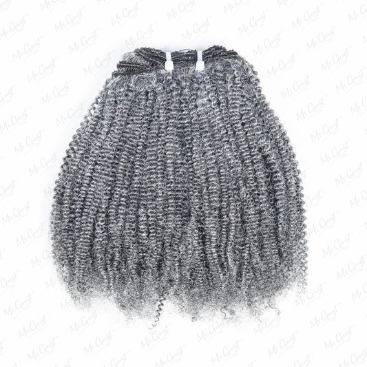 #51 Gray Kinky Human Hair Clip Ins Hair Extensions™️-GCCI007