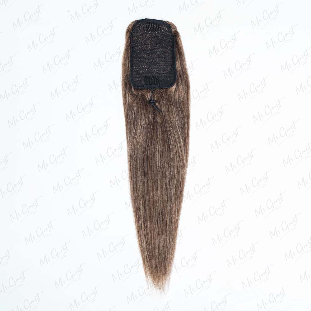 16" Brownish Grey Human Hair Drawstring Ponytail™️-GPONT003