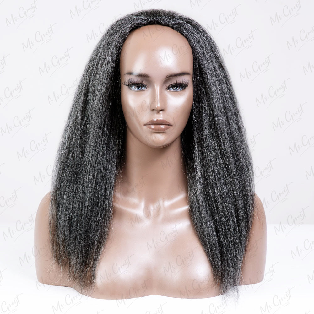 34 Kinky Blow Out Human Hair Half 3 In 1 Wig GHAW06