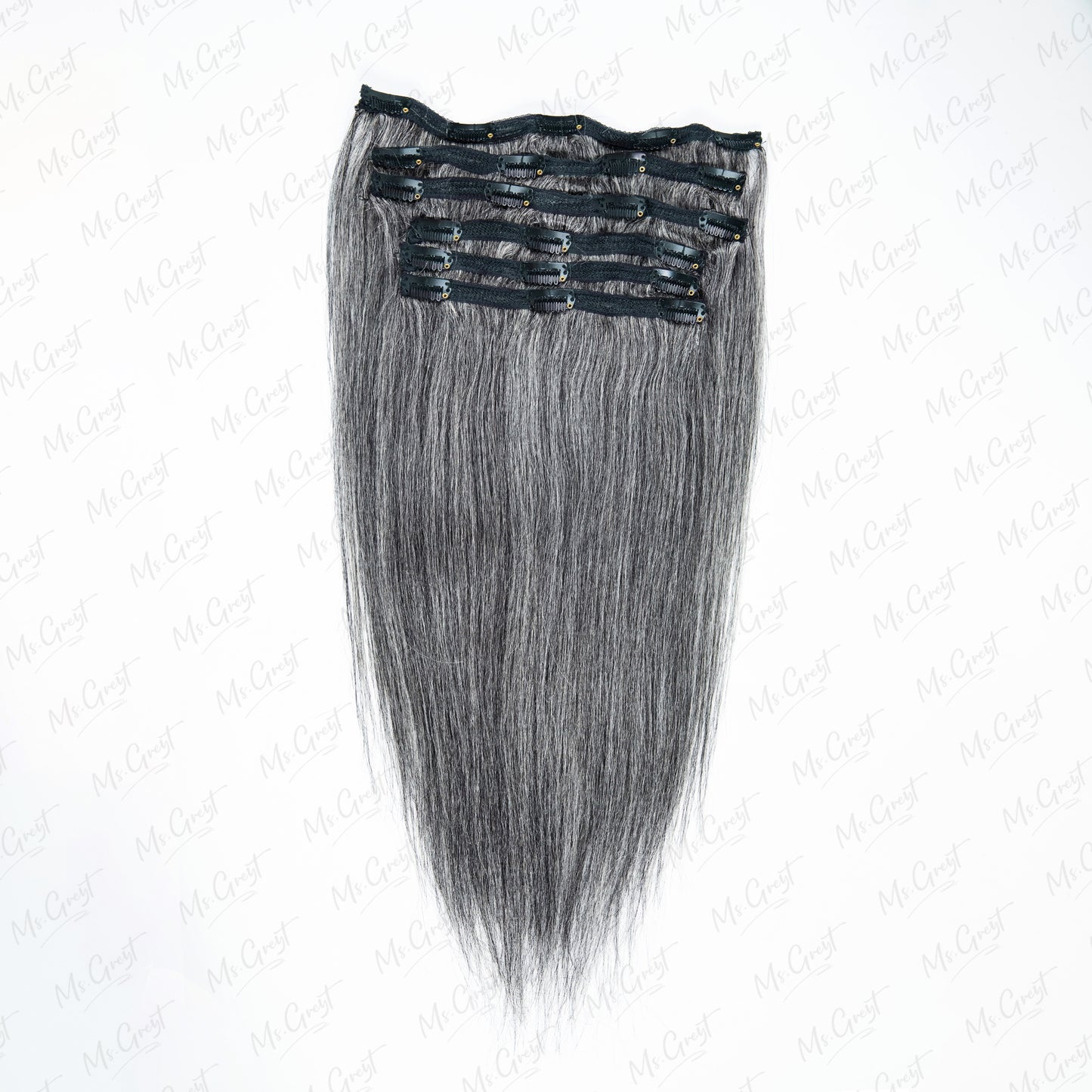 #44 Gray Human Hair Yaki Clip Ins Hair Extensions™️-GCCI005