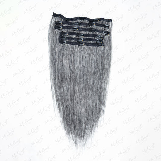 #51 Gray Human Hair Yaki Clip Ins Hair Extensions™️-GCCI005