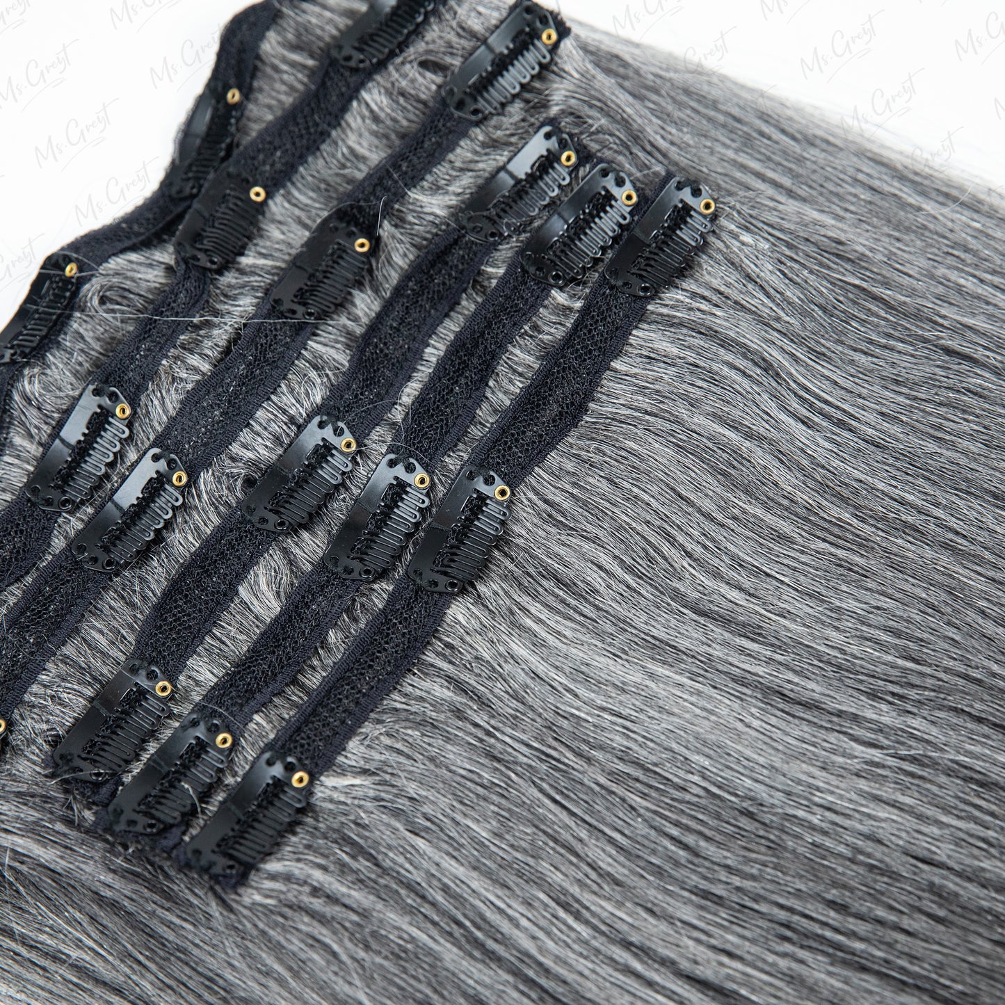 #51 Gray Human Hair Yaki Clip Ins Hair Extensions™️-GCCI005