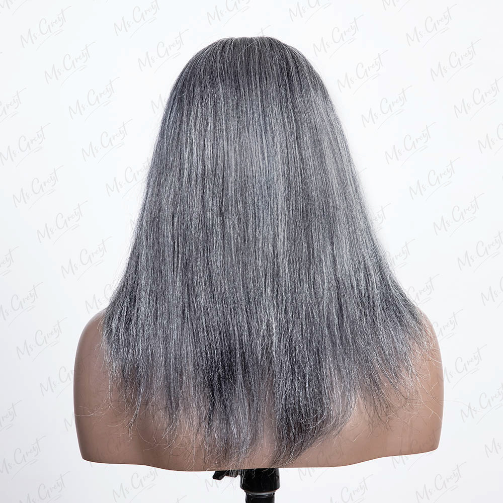 Grey Yaki Human Hair V-Part Wig™️-GVPW002