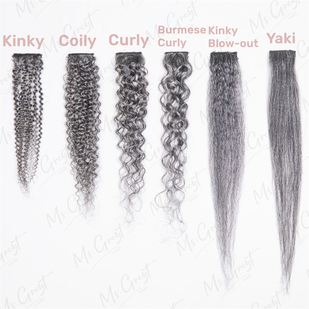 #51 Gray Human Hair Coily Clip Ins Hair Extensions™️-GCCI002