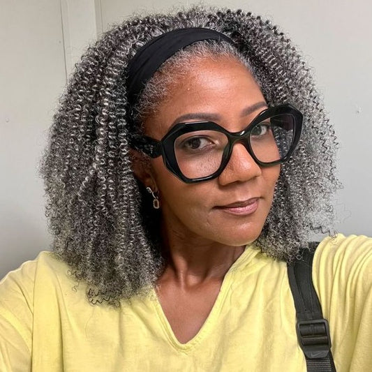 Grey Coily Human Hair Headband Wig™️-GHBW001