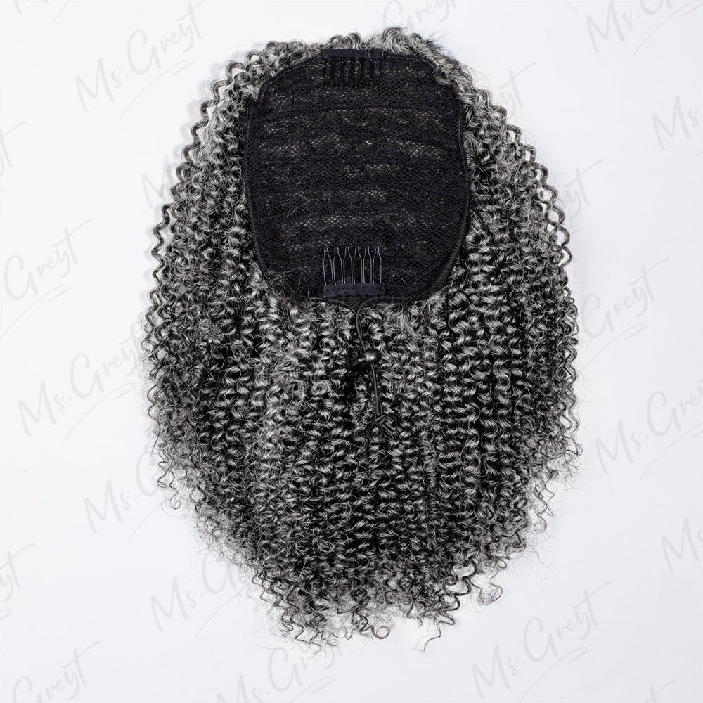 14" Grey Human Hair Drawstring Ponytail™️-GPONT001