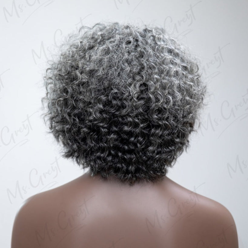 Short Bob Grey Curly Human Hair Lace Front Wig™️-GLFW004S