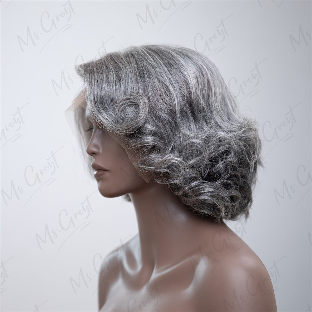 Human hair grey lace wigs best sale