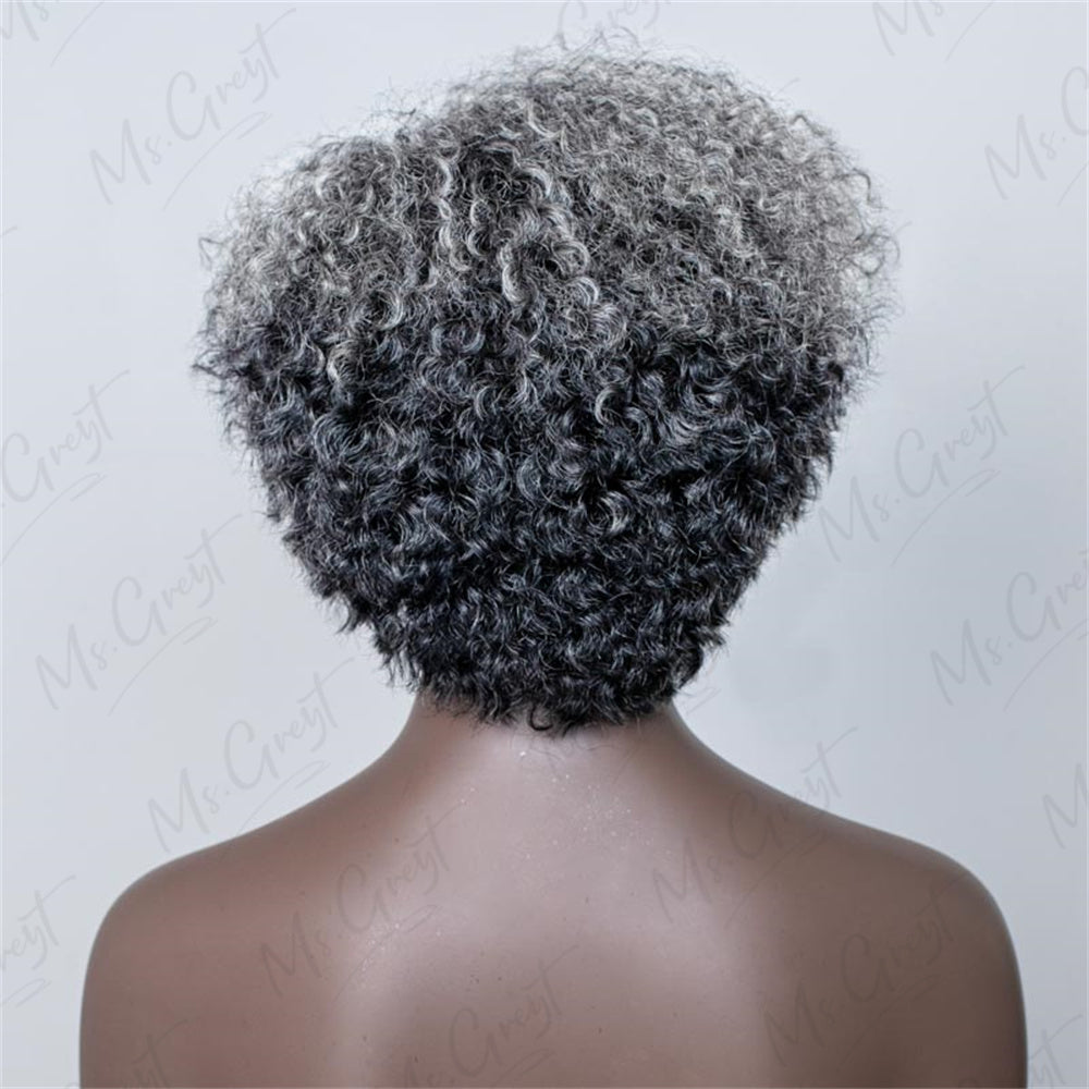 Short Side Part Grey Human Hair Curly Lace Front Wig™️—Glfw008S – Msgreyt