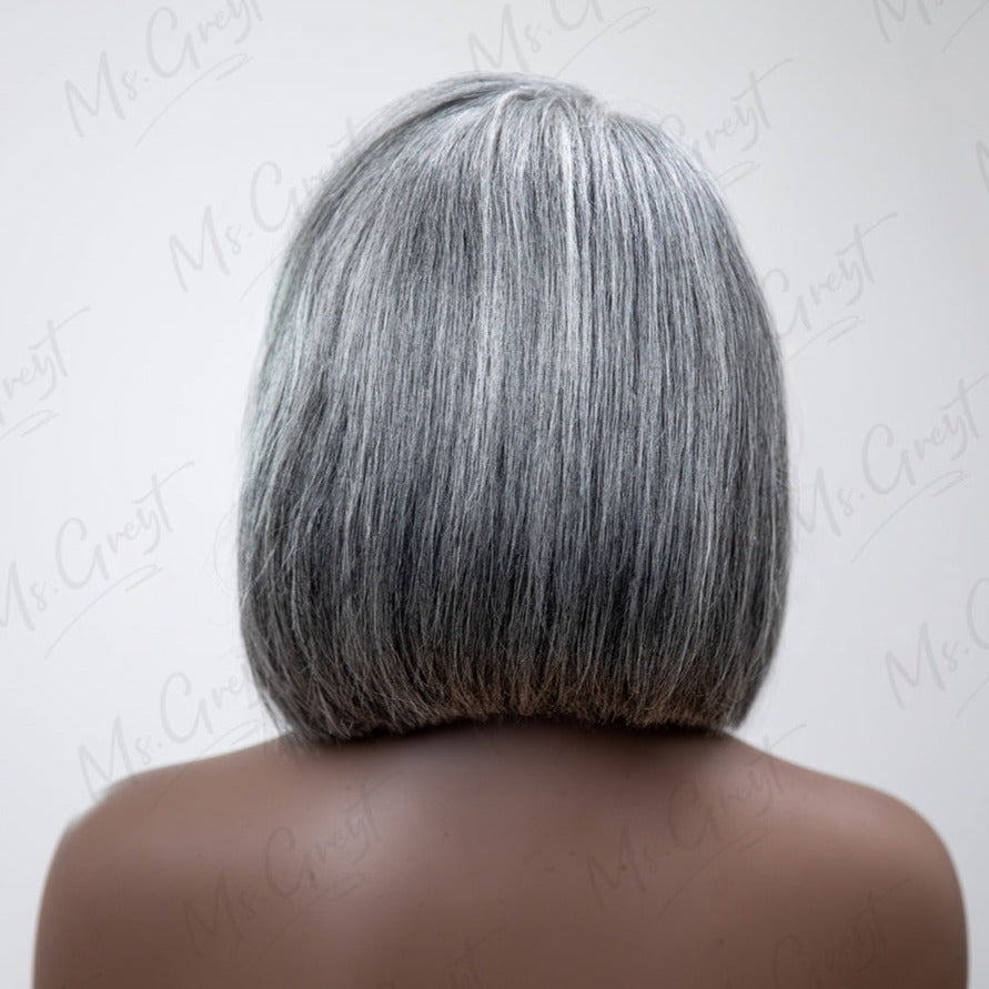 Layered Short Bob Grey Human Hair Lace Front Wig™️-GLFW005S